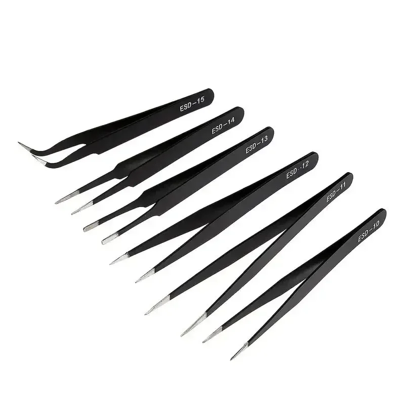 Electronics Repair Tools - 2026 6pcsPrecision Long Tweezers Set ESD