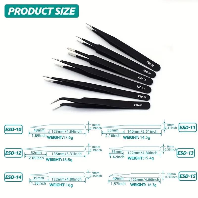 6pcs Precision Long Tweezers S - огляд і ціна Electronics Repair Tools