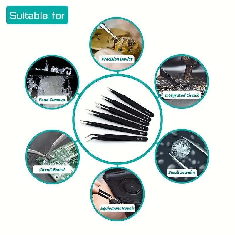 6pcs Precision Long Tweezers S - огляд і ціна Electronics Repair Tools